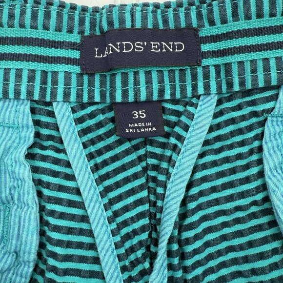 Lands End High Rise Seersucker Shorts Mens 35 Flat Front Stretch Waist‎ Chino - Picture 7 of 7
